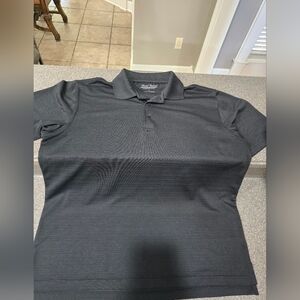 Men's Black Performance Polo with Subtle Texture